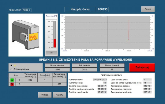 Control and monitoring system for volumetric and induction hardening furnaces.