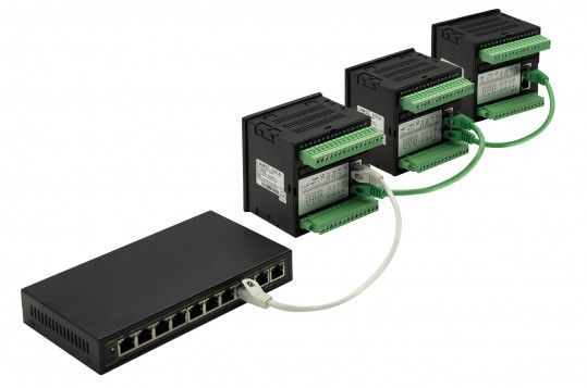 Power network meters with Ethernet Daisy and MQTT,  BACNET/IP  or MODBUS TCP/IP protocols.