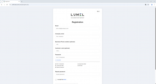 Device calibration report